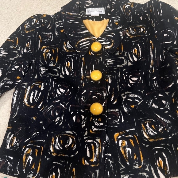 Vintage Elliott Lauren Black and Yellow Suit Jacket size 8 - Picture 4 of 4